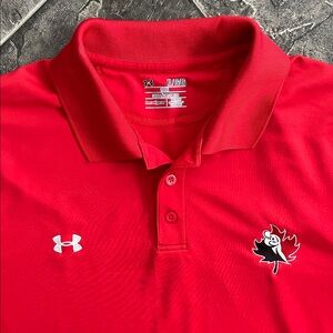 RUGBY CANADA UNDER ARMOUR Mens Polo Shirt Embroidered Logos Athletics Sports Fan
